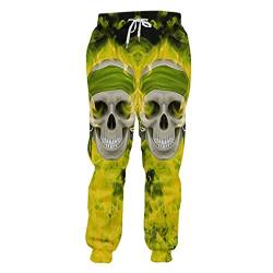 Herren 3D Totenkopf Volldruck Horror Jogginghose Hip Hop Harajuku Freizeithose Unisex Bequeme Sporthose,3,5XL von BANAITIE