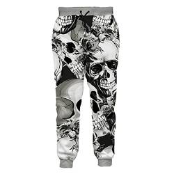 Herren 3D Totenkopf Volldruck Horror Jogginghose Hip Hop Harajuku Freizeithose Unisex Bequeme Sporthose,5,5XL von BANAITIE