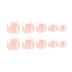 24Pcs Einfache Weiße Französisch Künstliche Zehennägel Strass Toe Falsche Nägel Tragbare Kurze Flache Gefälschte Zehennägel Nagelpflege Schönheit Und Gesundheit Pediküre Selbstklebende Nägel von BANAN