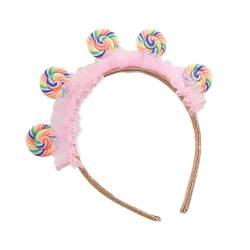 BANAN Kinder Tag Kleinkind Haarband Mit Plissee Spitze Lollipop Stirnbänder Karneval Vergnügungspark Kinder Haar Hoop Haar Hoop Für Frau Weihnachten Shinning Lollipop Dekorative Haar Hoop von BANAN