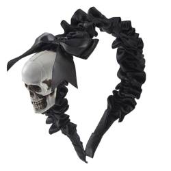 Gothic Stirnband Goth Kopfbedeckung Punk Stirnband Halloween Schädel Stirnband Für Frauen Schwarz Stirnband Plissee Stirnband Plissee Stirnband von BANAN