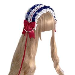Zartes Cosplay-Dienstmädchen-Stirnband, elegante Schleife, Dekorationen, plissiert, Spitze, Haarreif, Halloween-Party-Kostüm, Requisiten für Frauen, Spitzen-Stirnbänder für Frauen zum Waschen des von BANAN