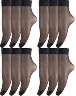 BANANALU 12 Paar 20 Den Nylon Socken feinstrumpfsöckchen Großpackung Vera 20 Nero One Size von BANANALU