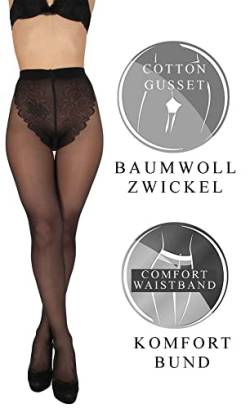 BANANALU 20 Den Spitzen Strumpfhose Bikinihöschenteil Mattoptik Bikini 20 Nero - 3er Set M von BANANALU