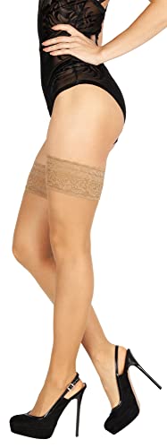 BANANALU 20 Den halterlose Strümpfe Spitzenbund 9 cm Blumenmuster sexy Overkniestrümpfe Flirt 20 Daino 3XL von BANANALU