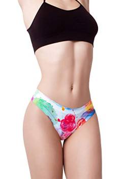 BANANALU Damen Tanga String mit Print Motiv Flower Blumen Fantasy Unterhosen Candy Shop 1 M von BANANALU