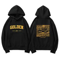 BANB Jungkook Soloalbum Golden Merch Hoodies K-Pop-Fans unterstützen Kapuzen-Sweatshirt Black Thick-L von BANB