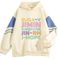 BANB Name Print Hoodie K-Pop Support Merch Winter Warm Dickes Sweatshirt für Army-Fans beige 1-L von BANB