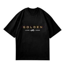 Jungkook Golden Merch T -Shirt Kpop Merch Cotton Lose T -Shirt für Fans Black-L von BANB