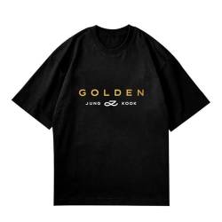 Jungkook Golden Merch T -Shirt Kpop Merch Cotton Lose T -Shirt für Fans Black-M von BANB