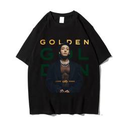 Jungkook Golden Photo Print T-Shirt K-Pop Merch Cotton Lose T-Shirt für Fans Black-M von BANB