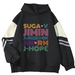 Name Print Hoodie K-Pop Support Merch Winter Warm Dickes Sweatshirt für Army-Fans Black 1-L von BANB