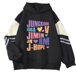 Name Print Hoodie K-Pop Support Merch Winter Warm Dickes Sweatshirt für Army-Fans Black 2-L von BANB