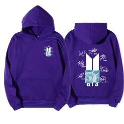 Suga Jimin Jungkook V Jin RM Signature Print Hoodie K-pop Support Merch Sweatshirt for Fans Purple-XXL von BANB