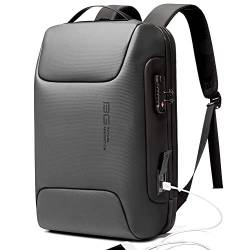 BANGE Anti-Diebstahl-Rucksack mit USB-Ladeanschluss, leichter Business-Rucksack für Damen und Herren, Grau (Upgrade), Medium, Laptop von BANGE