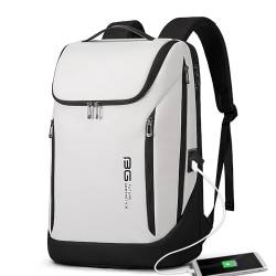 BANGE Business-Smart-Rucksack, wasserdicht, passend für 39,6 cm (15,6 Zoll), Laptop-Rucksack mit USB-Ladeanschluss, Reise-Rucksack, Weiß (zwei Taschen), Medium, modisch von BANGE