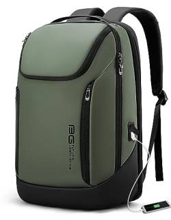 BANGE Business Smart Rucksack, wasserdicht, passend für 39,6 cm (15,6 Zoll) Laptop-Rucksack mit USB-Ladeanschluss, strapazierfähiger Reiserucksack (Grün (drei Taschen), grün, L von BANGE