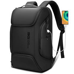 BANGE Laptop Business Männer Rucksack Wasserdicht Große Kapazität Externe Lade Port Tasche Schwarz Mode Rucksack von BANGE