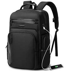 BANGE Laptop-Rucksack für Herren, Geschäftsreisen, Rucksäcke mit USB-Ladeanschluss, Weekender Handgepäck-Rucksack, 2602schwarz, Universal, Business Casual von BANGE