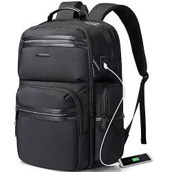 BANGE Laptop-Rucksack für Herren, Geschäftsreisen, Rucksäcke mit USB-Ladeanschluss, Weekender Handgepäck-Rucksack, Schwarz (2601), L von BANGE