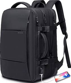BANGE Reiserucksack, Handgepäck Rucksack Strapazierfähige Convertible Duffle Bag Fit für 17,3 Zoll Laptop für Männer und Frauen (Schwarz-32L) all von BANGE