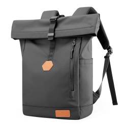 BANGE Roll-Top-Rucksack für 39,6 cm (15,6 Zoll) Laptop-Rucksack für Männer und Frauen, Reise-Handgepäck-Rucksack, Kabinengröße für Flugzeuge, schwarz, groß, Schwarz, XL von BANGE