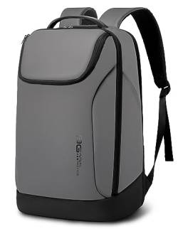 Bange Business Smart Rucksack, wasserdicht, passend für 39,6 cm (15,6 Zoll) Laptop-Rucksack mit USB-Ladeanschluss, langlebiger Reiserucksack (grau (ohne Ladeanschluss), grau, L von BANGE