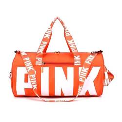 Sporttasche，Gym Bag Frauen Reisetasche Weibliche Fitness Training Duffle Bag für Reise Große Kapazität wasserdichte Fitnessstudio Sporttasche (Color : Orange) von BANGHA