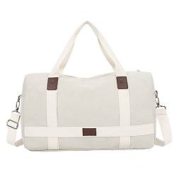 Sporttasche，Gym Bag Große Kapazität Leinwand Reisetasche Männer Handtaschen aus der Fitnessbeutel Kurze Reisetasche Sporttasche (Color : White) von BANGHA