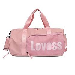 Sporttasche，Gym Bag Nylon Herren Sport Umhängetasche Frauen wasserdichte Mädchen Gym Bags mit Schuh Große Rosa Reise Sport Männer Taschen Für Fitness (Color : Pink) von BANGHA