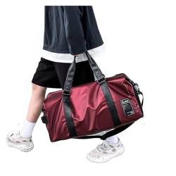 Sporttasche，Gym Bag Solide Farbe Massive Reisetasche Männer und Frauen Geschäftsreise Reisetasche Sport Fitness Tasche Schulter Diagonal Tasche (Color : Red) von BANGHA