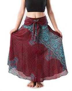 BANJAMATH @ Damen Langer Bohemian-Stil Gypsy Boho Hippie Rock Gr. 44, Mandala Rot von BANJAMATH