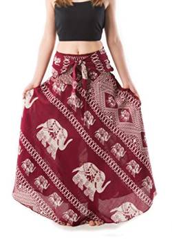 BANJAMATH @ Damen Langer Bohemian-Stil Gypsy Boho Hippie Rock Gr. 48, Elefant Rot von BANJAMATH