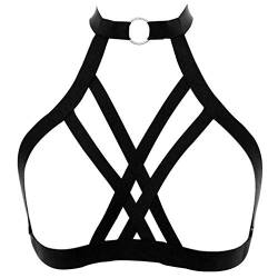 BANSSGOTH Damen Body Harness BH Top Brustgurt Taille Gürtel Dessous Käfig Festival Rave Punk Gothic Stretchy Stoff (Schwarz) von BANSSGOTH