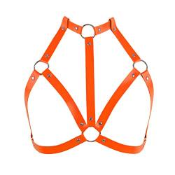 BANSSGOTH Damen Leder Body Harness BH verstellbare Größe aushöhlen Dessous Punk Gothic Fotografie Bekleidungszubehör (Orange) von BANSSGOTH