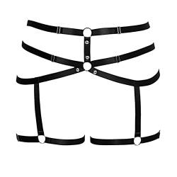 BANSSGOTH Damen Leg Garter Belts Plus Size Harness Körper Strumpfband Gürtel Beinriemen Dessous Käfig Stretchy Stoff Gothic Punk Einstellbare Größe Festival Rave (schwarz) von BANSSGOTH