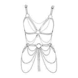 BANSSGOTH Frauen Punk Leder Harness Body Full Cage Dessous Taille Körperschmuck Accessoires Fashion Party Rave Kleidung (Weiß) von BANSSGOTH