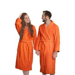 Banzaii Unisex Bademantel mit Kapuze, 100% Baumwolle – Damen und Herren Bademantel Orange - Größe XL von BANZAII TEXTILE INNOVATOR ONLINE