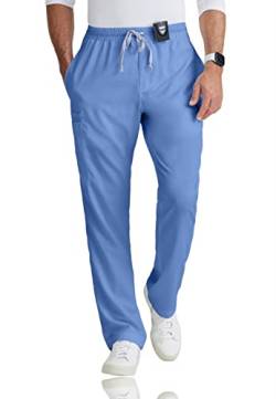 BARCO Grey's Anatomy Scrubs – Evan Scrub Hose für Herren, elastischer Bund mit Reißverschluss, gerades Bein, himmelblau, Medium Kurz von BARCO