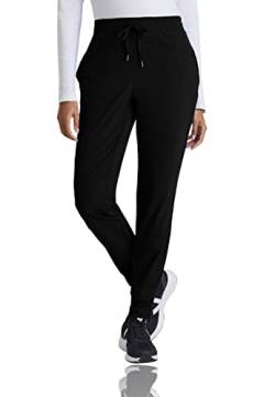 BARCO ONE 3-Pocket Boost Joggerhose für Damen - 4-Wege-Stretch medizinische Peeling-Hose - Schwarz - Large Zierlich von BARCO