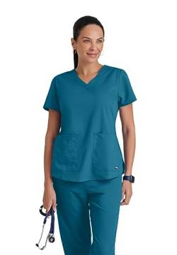 Grey's Anatomy Women's Two Pocket V-Neck Scrub Top with Shirring Back, Bahama Blue, 2X-Large von BARCO