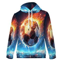 BARDYS Fußball Pullover 3D Sweatshirts Fußball Kapuzenpullover Kinder Junge Mädchen Langarm Hoodie Kapuzenjacke Mit Taschen 9-11Y von BARDYS