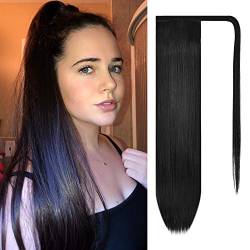 BARSDAR 65 cm lang glatt gewickelt Pferdeschwanz Verlängerung synthetisches Haar Zopf weiche Haarverlängerung Haarteil für Frauen/Mädchen 120 g Ponytail Extension von BARSDAR