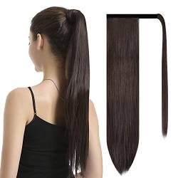 BARSDAR 65 cm lang glatt gewickelt Pferdeschwanz Verlängerung synthetisches Haar Zopf weiche Haarverlängerung Haarteil für Frauen/Mädchen 120 g Ponytail Extension von BARSDAR