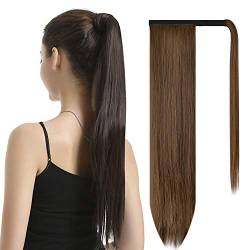 BARSDAR 65 cm lang glatt gewickelt Pferdeschwanz Verlängerung synthetisches Haar Zopf weiche Haarverlängerung Haarteil für Frauen/Mädchen 120 g Ponytail Extension von BARSDAR