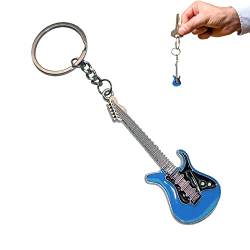 Schlüsselanhänger Gitarre, Schlüsselanhänger aus Metall, Schlüssel-Ring Rock E-Gitarre, Musikinstrument Schlüsselanhänger, Schlüssel-Anhänger E-Gitarre Musik Anhänger für Geschenkdekoration (Blau) von BASTOUR