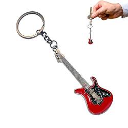 Schlüsselanhänger Gitarre, Schlüsselanhänger aus Metall, Schlüssel-Ring Rock E-Gitarre, Musikinstrument Schlüsselanhänger, Schlüssel-Anhänger E-Gitarre Musik Anhänger für Geschenkdekoration (Rot) von BASTOUR
