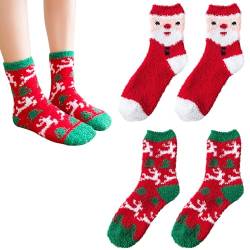 Weihnachts Cartoon Socken,Weihnachten Baumwolle Socken,Kuschelsocken Weihnachten lustige,Adventskalender Socken Damen,Weihnachtssocken Deko,für Weihnachtsgeschenke, im Winter Warm Halten,2 Paar von BASTOUR