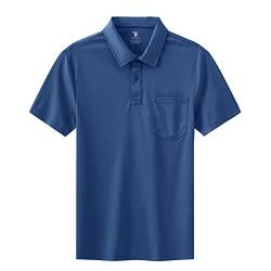 BASUDAM Herren Poloshirts mit Tasche Quick Dry Kurzarm Active Performance, Blaue Asche, XX-Large von BASUDAM