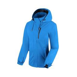 BATHRINS Regenjacke Damen Wasserdicht Atmungsaktiv Wanderjacke Windbreaker Damen Leicht Outdoor Jacke Mesh Gefüttert Fahrrad Jacke mit Kapuze（Blau,S） von BATHRINS